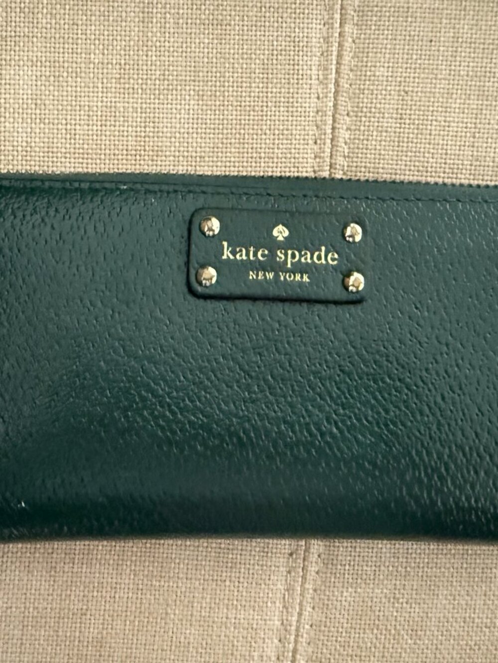 Kate Spade Dark Green pebbled leather handbag w/shoulder strap and wallet